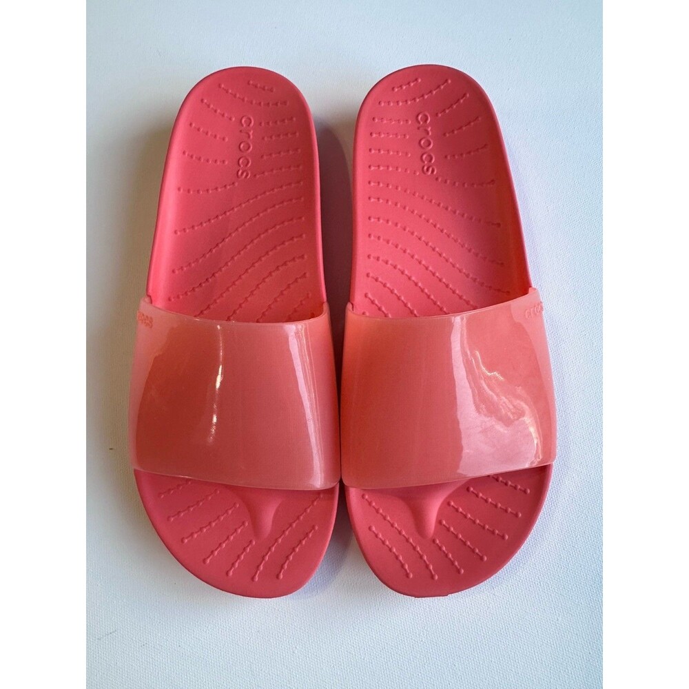 Crocs Pink Slide Sandals Women’s 6 Jelly Strap Comfort Summer Pool